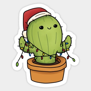 Merry Cactus Christmas Cactus in Santa Hat Sticker